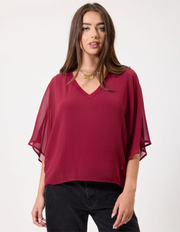Kylie Paige Opal shirt, chiffon half sleeve (2 colors)
