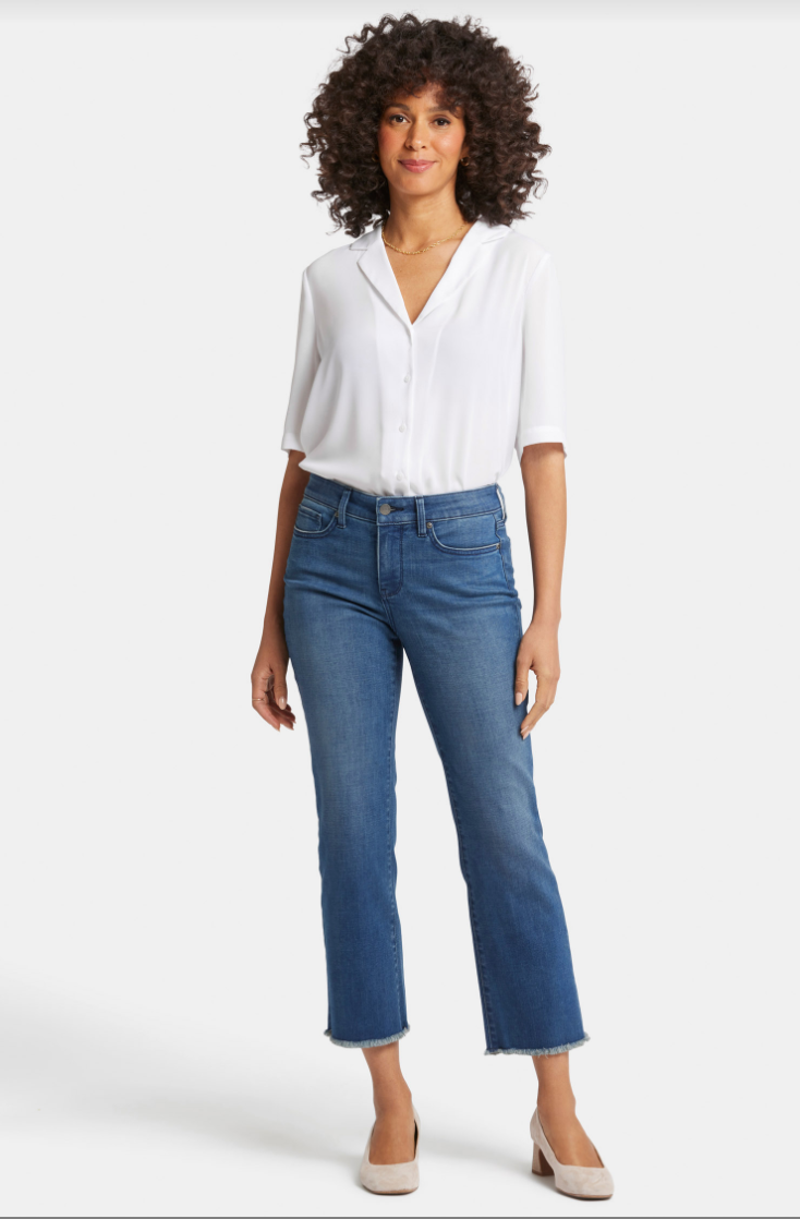 NYDJ Marilyn straight ankle jeans, frayed-hem Blue Ridge wash