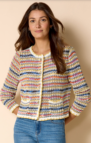 Nic + Zoe cardigan 251141, coastal crochet knit