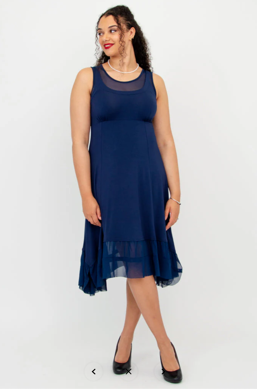 Vestido Blue Sky Danube, borde con volantes liso (3 colores)