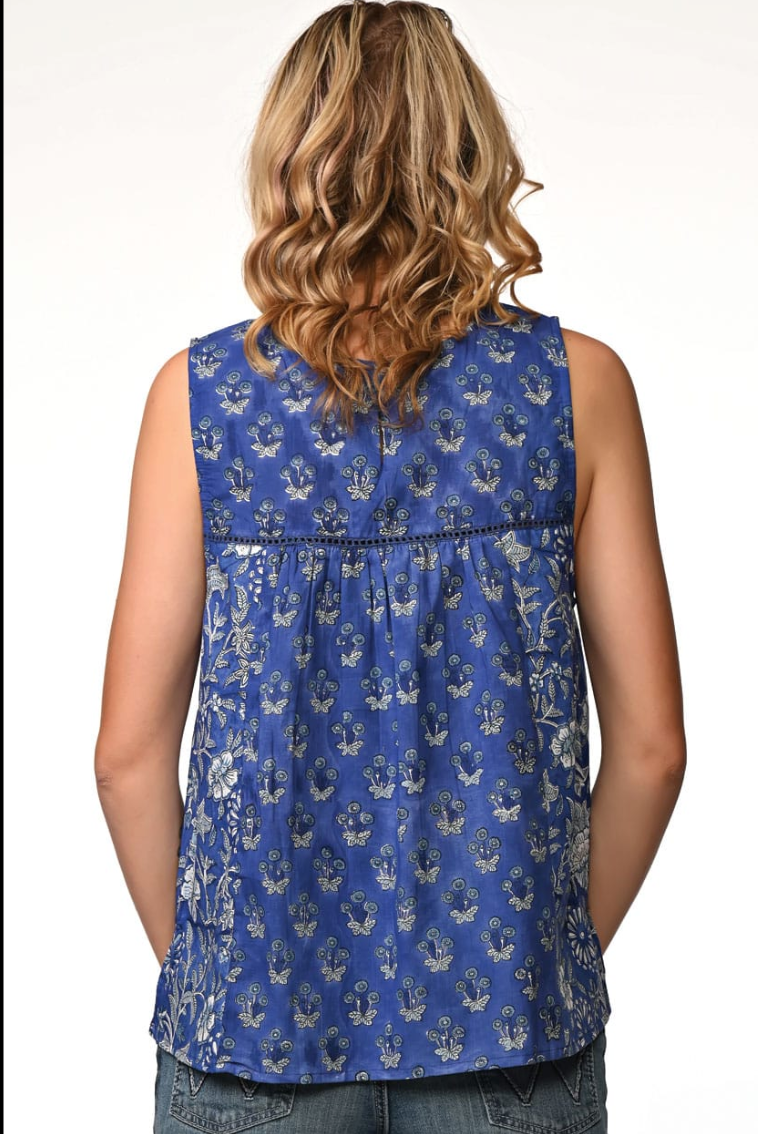 Sevya Pavrita tank, block print