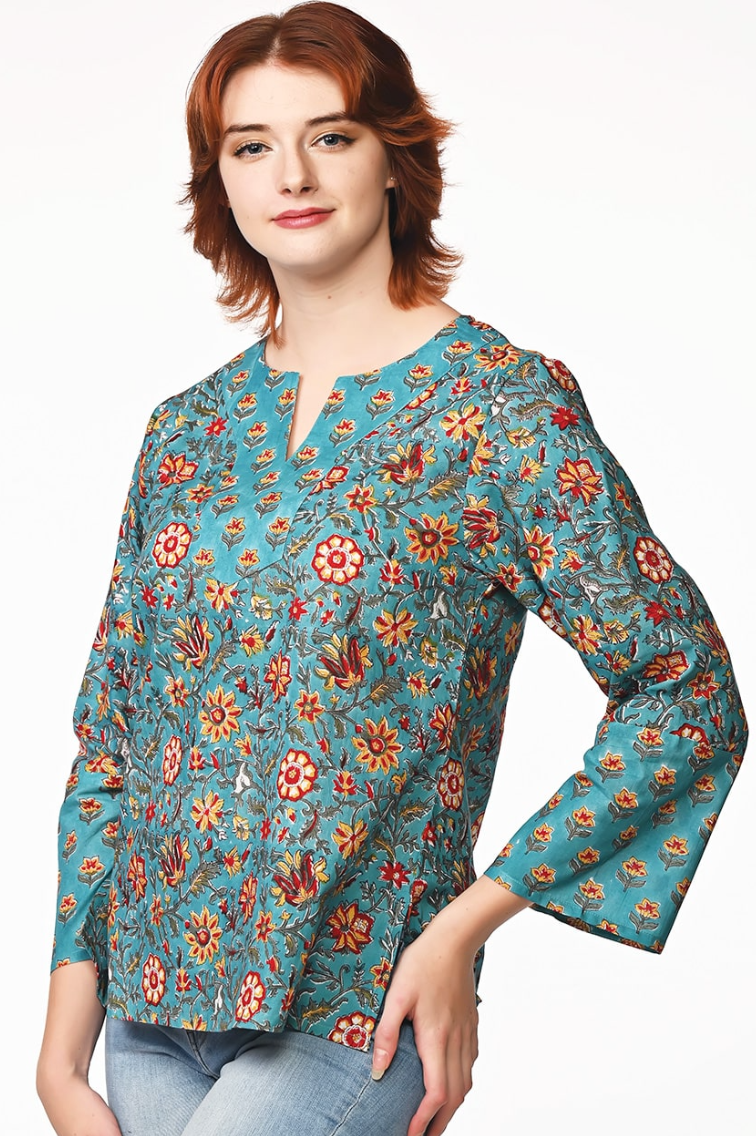 Bufanda Sevya Deva, algodón con estampado de bloques (2 colores)