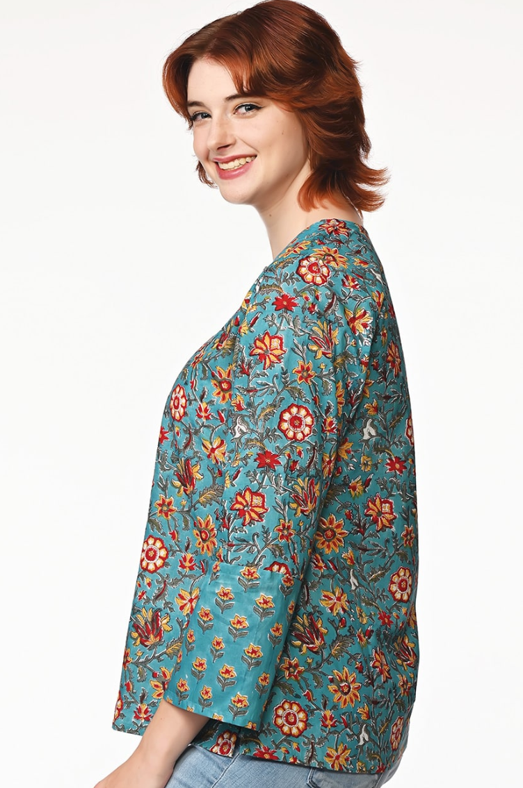 Bufanda Sevya Deva, algodón con estampado de bloques (2 colores)
