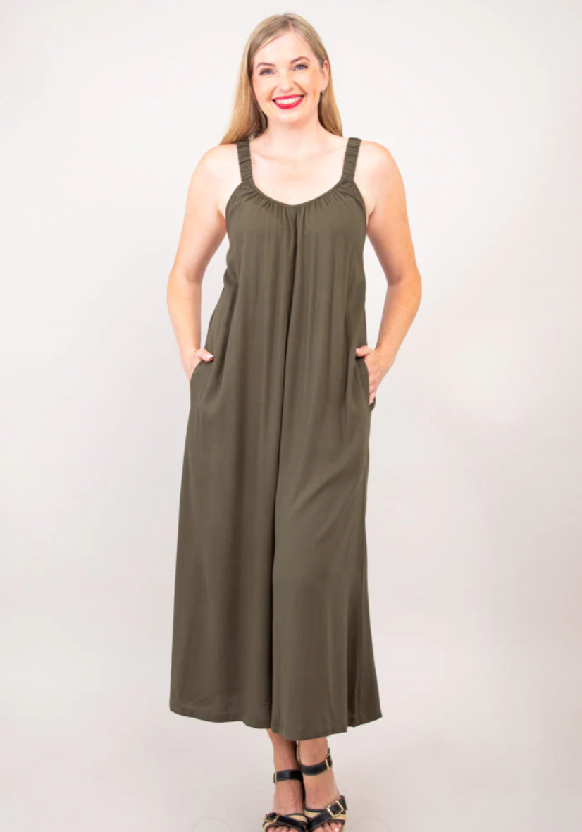 Blue Sky Joanna jumpsuit, linen-bamboo Khaki