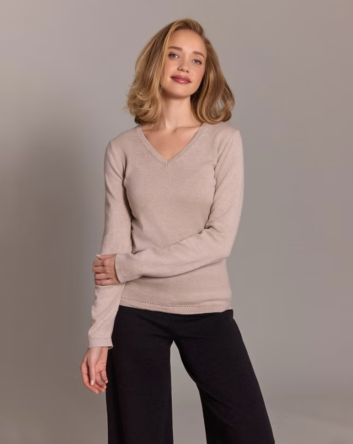 Alashan sweater LC2005, classic v-neck cotton cashmere (3 colors)