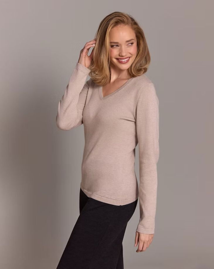 Alashan sweater LC2005, classic v-neck cotton cashmere (3 colors)