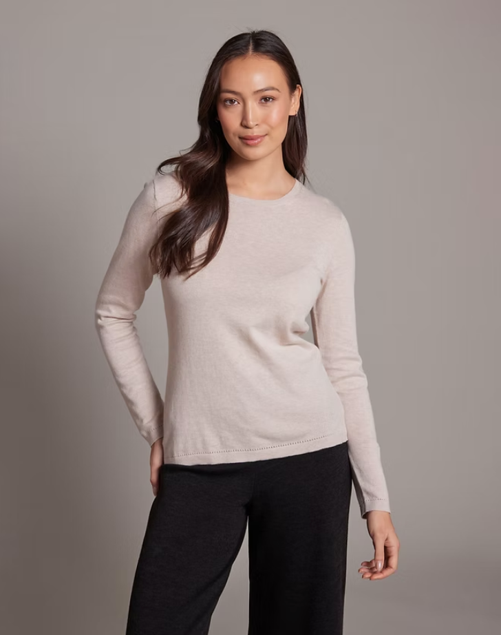 Alashan sweater LC2006, classic crewneck cotton cashmere (3 colors)