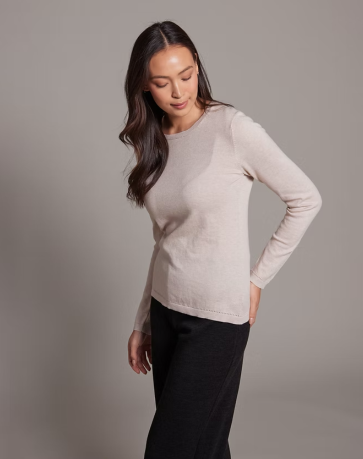 Alashan sweater LC2006, classic crewneck cotton cashmere (3 colors)
