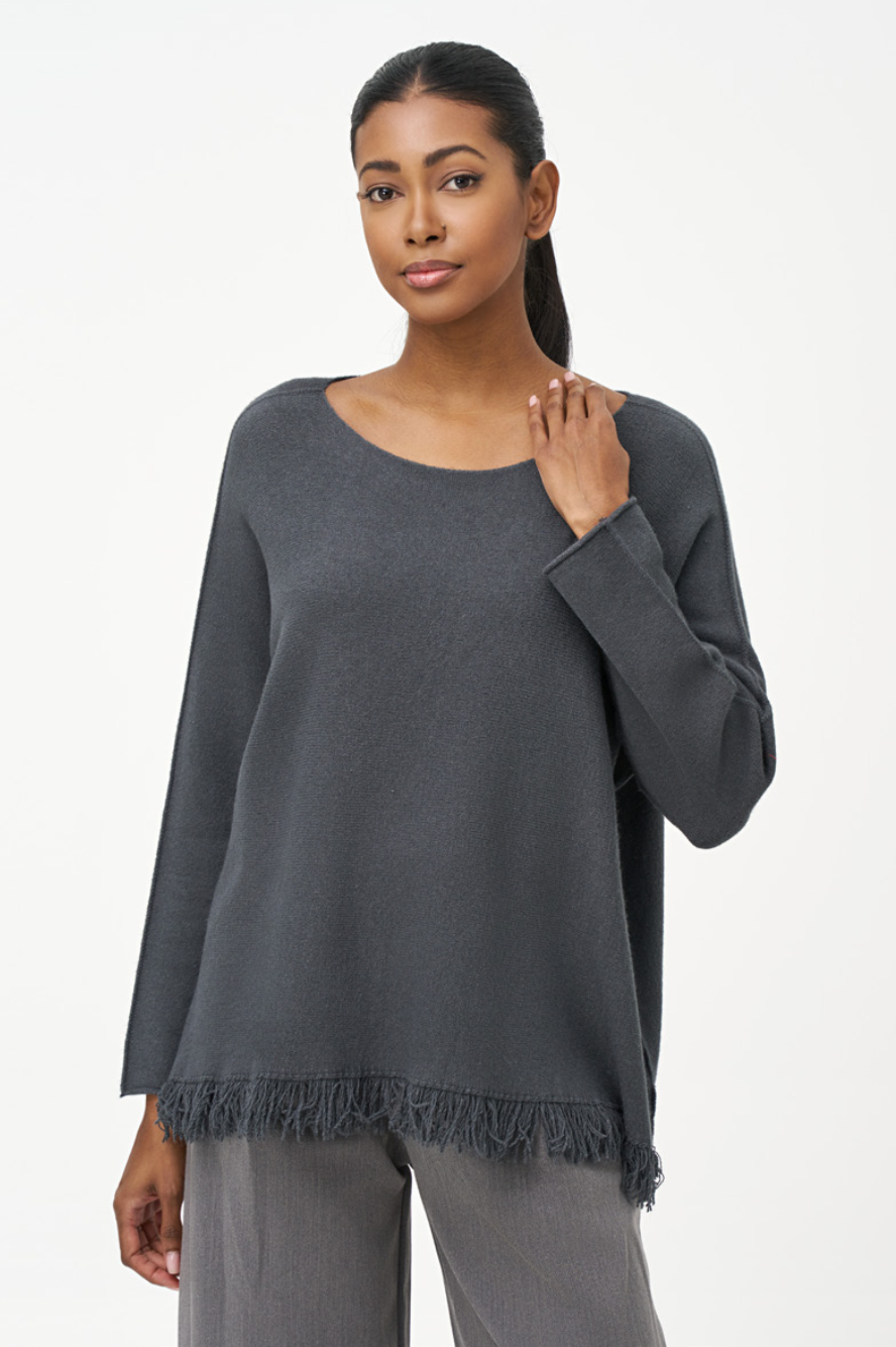 M (Made in Italy) sweater, fringed boatneck (2 colors) 33-604X