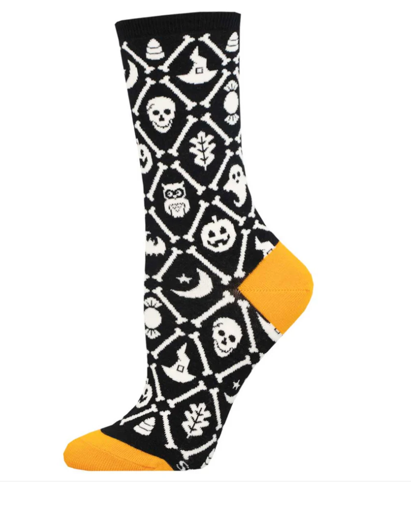 Socksmith halloween/fall graphic crew, women's sizing