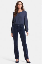 NYDJ Marilyn straight PETITE corduroys, mid-rise, zip
