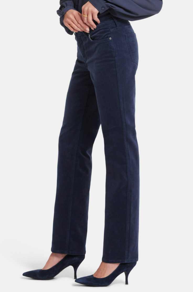 NYDJ Marilyn straight PETITE corduroys, mid-rise, zip
