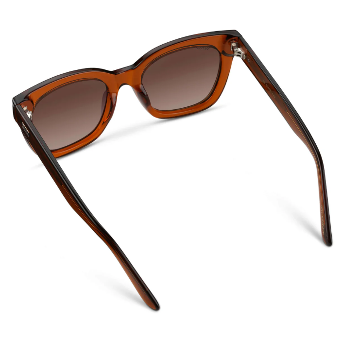 WMP Stormi polarized sunglasses, crystal chestnut brown frames with brown gradient lenses