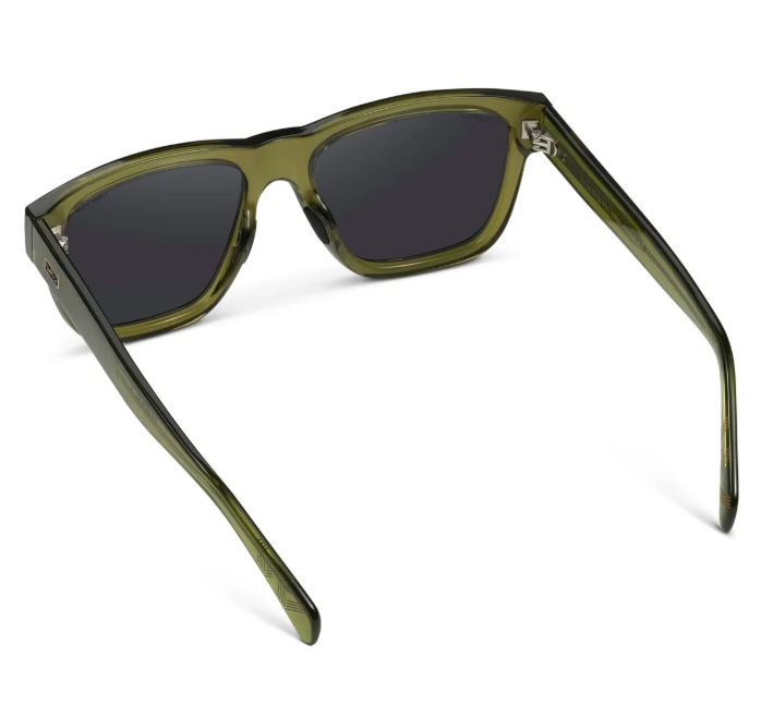 WMP Link polarized sunglasses, crystal saguaro green frames with black lenses