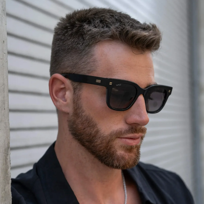 WMP Nash polarized sunglasses, black frames with grey gradient lenses
