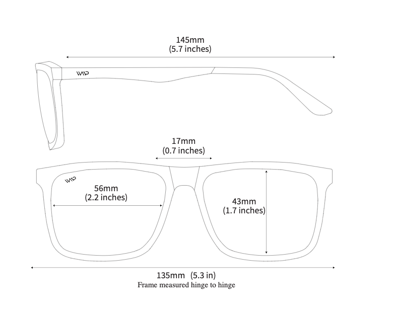 WMP Jacob polarized sunglasses, stone blue/triple black lens