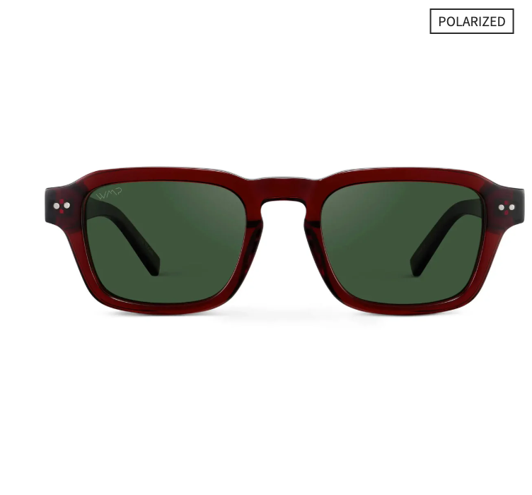 WMP Morris polarized sunglasses, red garnet with smoke green lenses