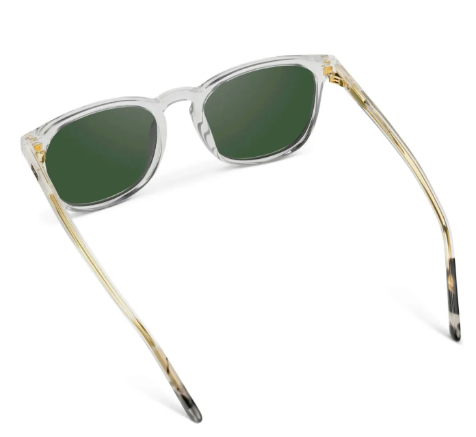 WMP Nick polarized sunglasses, clear frame with smoke green lenses
