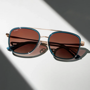 WMP Gia polarized sunglasses, crystal cobalt with gradient brown lenses