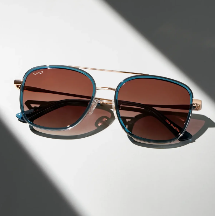 WMP Gia polarized sunglasses, crystal cobalt with gradient brown lenses
