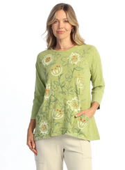 Jess & Jane Paloma tunic, 3/4 sleeve slub w/pockets