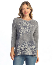 Jess & Jane Botany tunic, 3/4 sleeve layered-hem