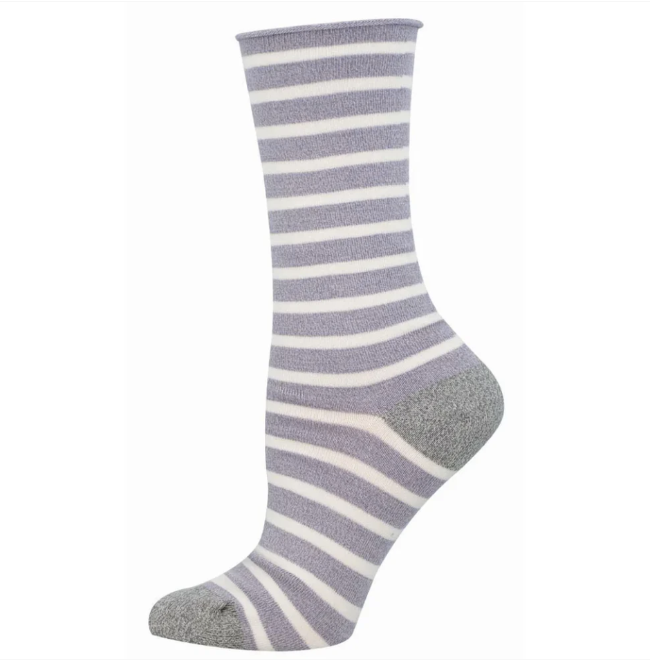 Calcetines Socksmith Bamboo Crew, talla de mujer con rayas marineras (2 colores)