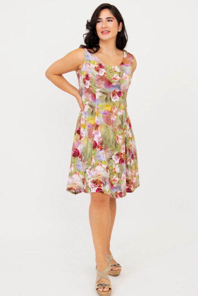 Blue Sky Sara dress, bamboo-linen Princeton print