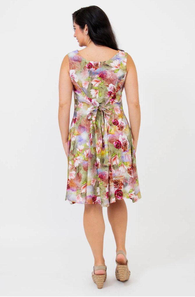 Blue Sky Sara dress, bamboo-linen Princeton print