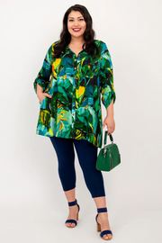 Blue Sky Celine tunic, bamboo linen Greenroom print