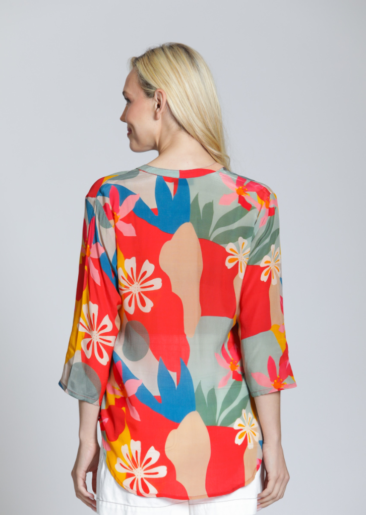 APNY shirt 544P, button front orange/gold multi