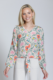 APNY shirt 54P, tie front blush multi