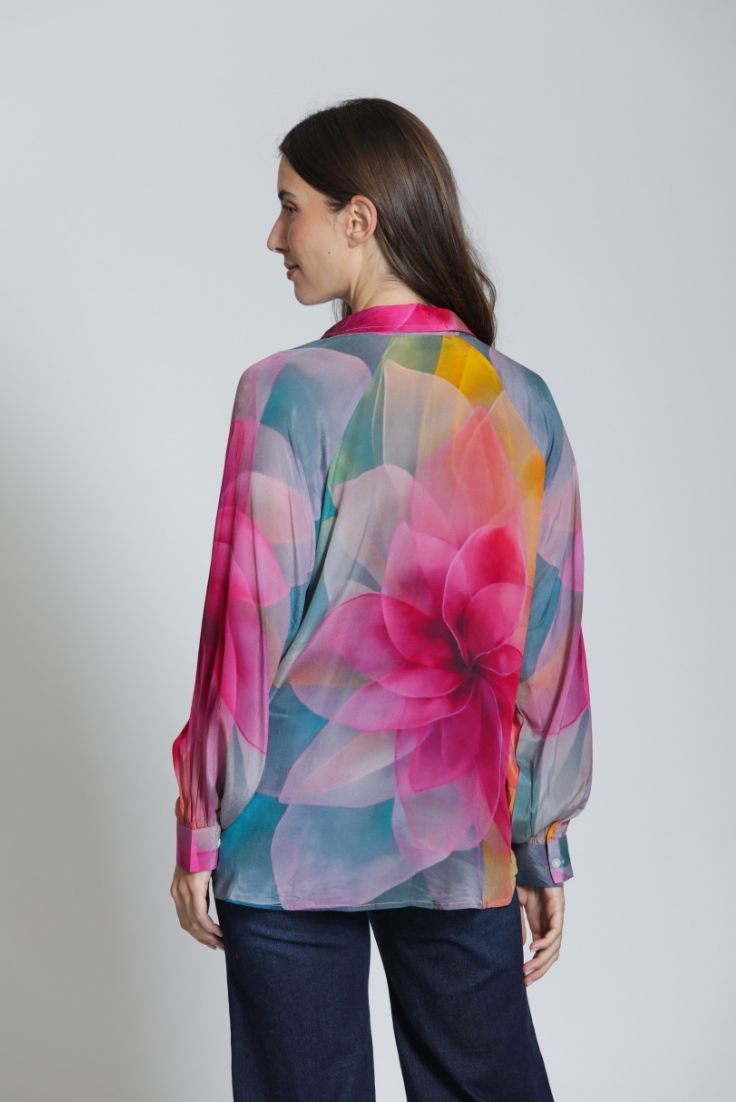 APNY shirt T16P, half-placket bright pink multi