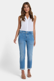 NYDJ Margot girlfriend jeans, utility pocket Vista Lakes wash