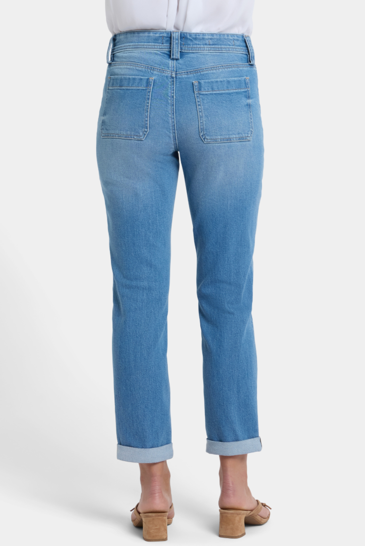 NYDJ Margot girlfriend jeans, utility pocket Vista Lakes wash