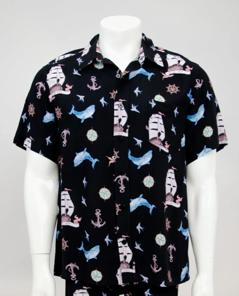 Camisa Blue Sky Jazz bambú manga 3/4