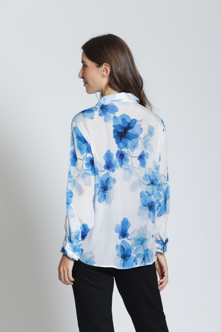 APNY shirt 52P, button front blue/white