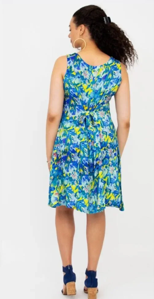 Blue Sky Sara dress, bamboo-linen Princeton print