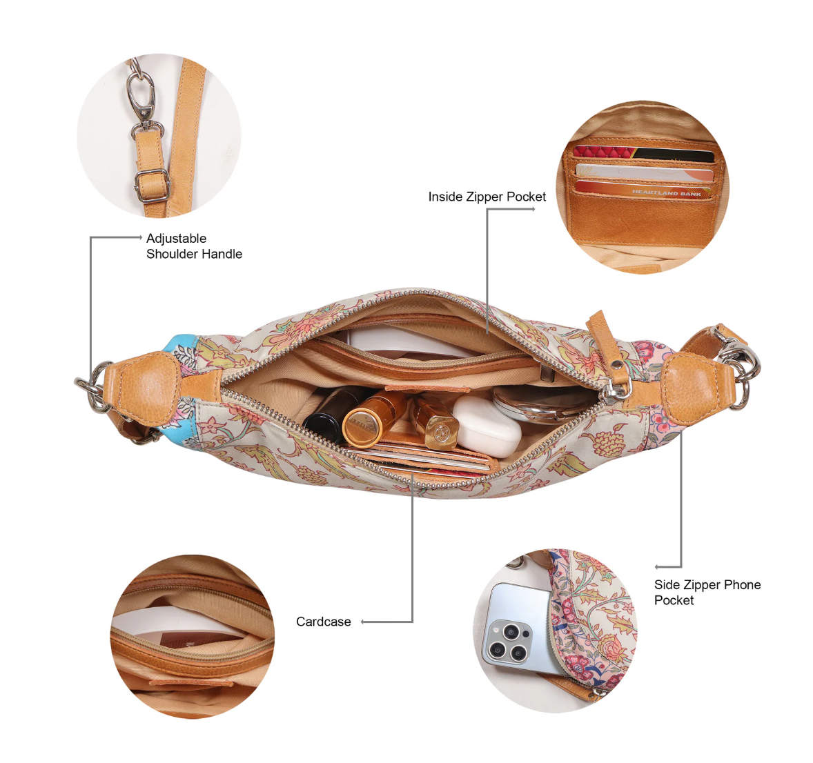 Monedero de piel Latico, bandolera Lilly