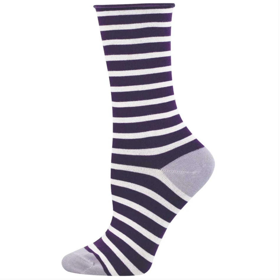 Socksmith bamboo crew, sailor stripe women's sizing (15+ colors)