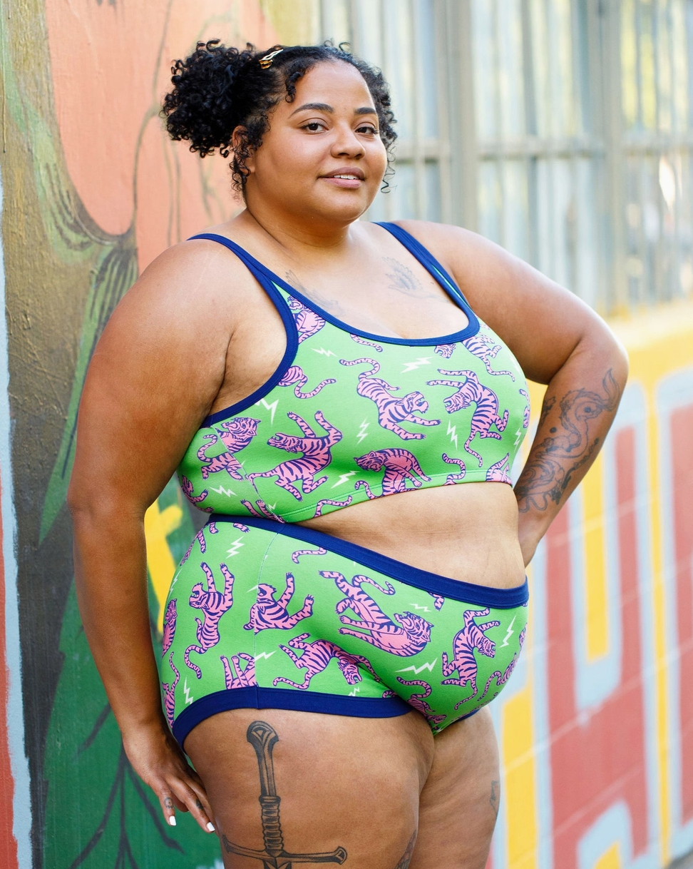 Thunderpants Longline bra, Electric Tiger print