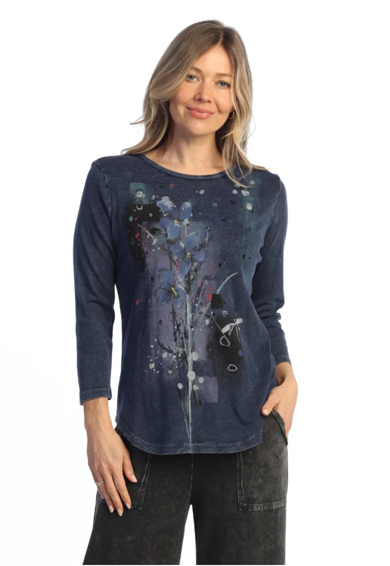 Jess & Jane Allure shirt, 3/4 sleeve baby rib