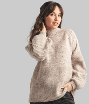 Papillon sweater 21231, speckled ribbed detail mock neck