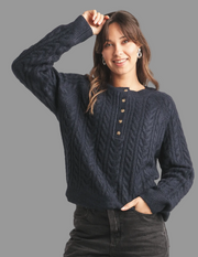 Papillon sweater 21229, henley cable knit