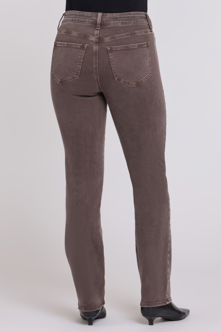 NYDJ Marilyn straight PETITE jeans, HIGH rise Retro Espresso wash
