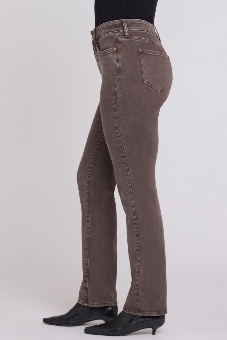 NYDJ Marilyn straight PETITE jeans, HIGH rise Retro Espresso wash
