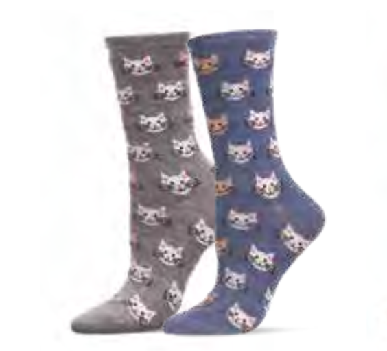 MeMoi socks MCL07565, Cat Face cashmere-blend crew