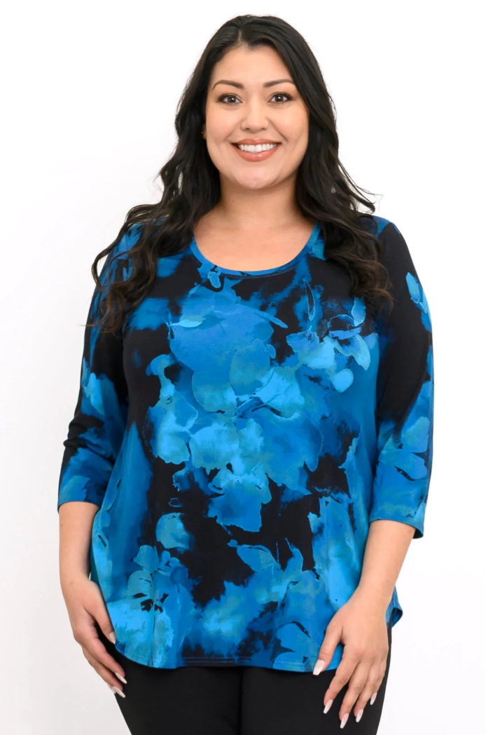 Blue Sky Jazz shirt,  3/4 sleeve Blue Space print