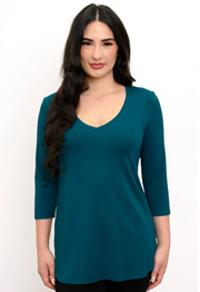 Blue Sky Jackie shirt, solid 3/4 sleeves