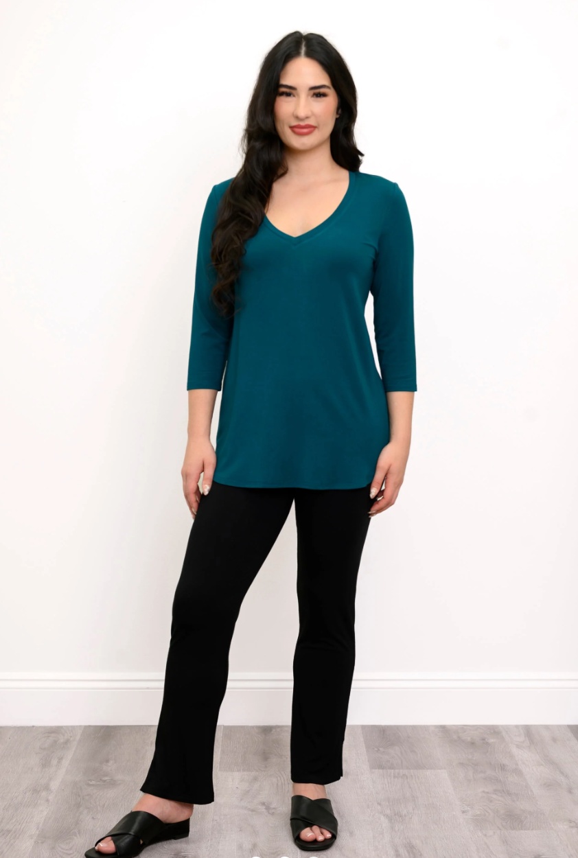 Blue Sky Jackie shirt, solid 3/4 sleeves